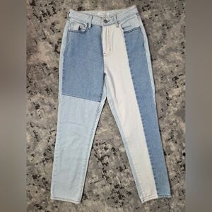 Sustainable Cotton Patchwork Size 25 Mom Blue Jeans XS-S 5 Pocket High Rise